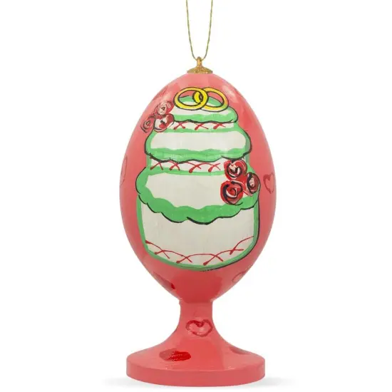 Bride and Groom Wedding Cake Wooden Christmas Ornament {4}
