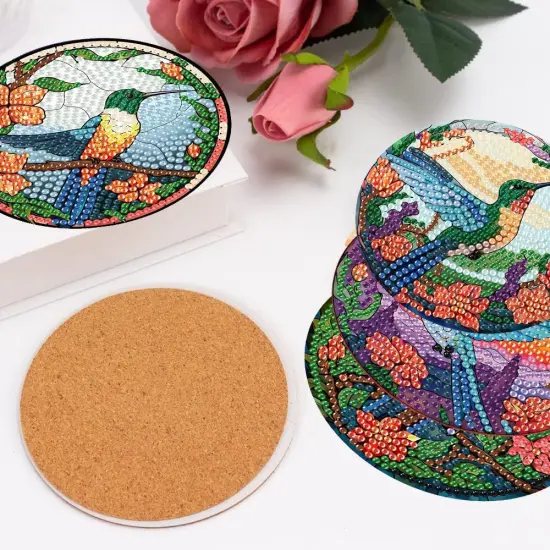 Painting Coasters Kit for Adults Beginners Bird Diamond Art Coasters Crafts Supplies {6}