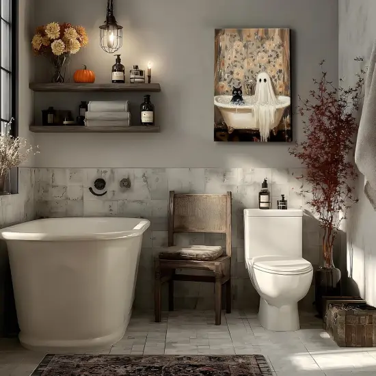 Halloween Ghost Bathroom Canvas Wall Art Decor - 12x16'' {5}