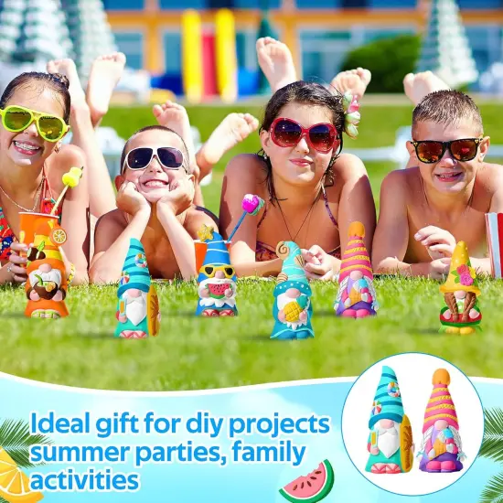 6 Pcs Summer Ceramics to Paint Ready to Paint Your Own Gnome Statues 5.12 Beach Theme Paintable Figurines DIY {2}