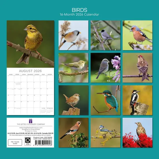 The Gifted Stationary 2026 Square Wall Calendar, Birds, 16-Month Animals Theme Hanging Calendar with 180 Reminder Stickers, Month Planner for Home, or Creative Spaces, 12x12 In Multicolor {4}