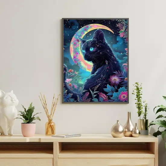 5D Witch Cat Diamond Painting Kit for Adults {4}