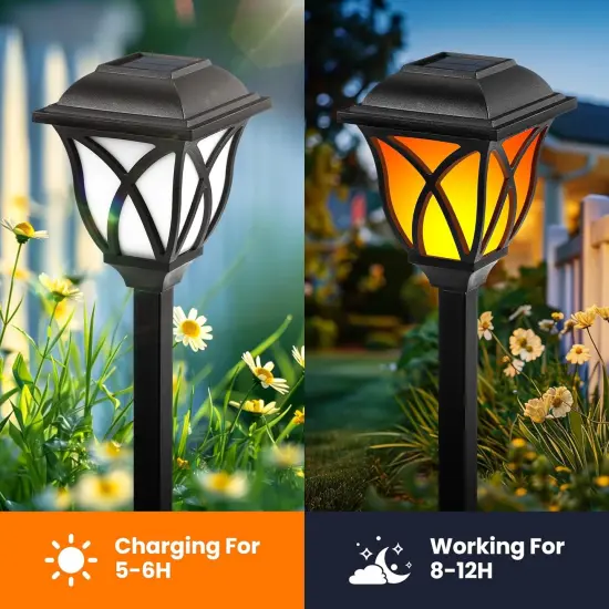 Solar Flickering Flame Outdoor Lights - 8 Pack Warm White {6}