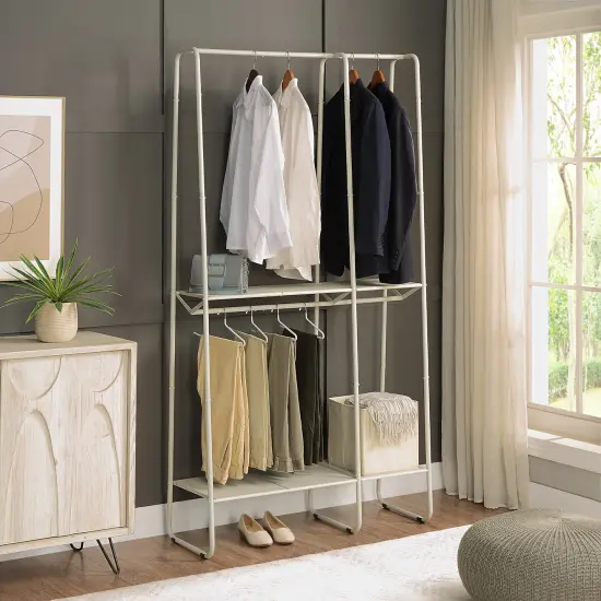 Extra-Large Freestanding Clothing Racks for Hanging Clothes White {2}