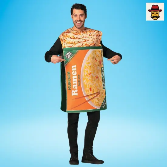 Adults Ramen Noodles Costume Funny Food Foam Tunic Photo Print Halloween Party Outfit {2}