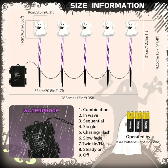 Halloween Ghost Decorations 5-Pack Halloween Pathway Lights Outdoor {2}