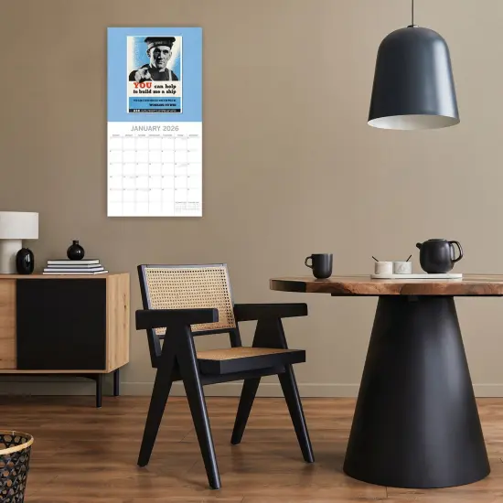 The Gifted Stationary 2026 Square Wall Calendar, World War Posters, 16-Month Arts & Antiques Theme Hanging Calendar with 180 Reminder Stickers, Month Planner for Home, or Creative Spaces, 12x12 In Multicolor {2}