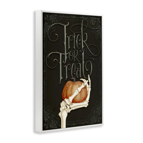 Trick Or Treat Skeleton Hand Framed Giclee Art White {3}