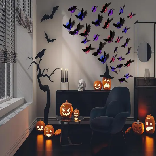 24 Pcs Halloween Light-Up Bats Decorations - 10 Styles {4}