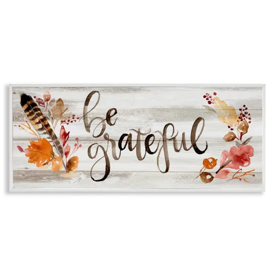 Be Grateful Boho Calligraphy Rustic Autumn Flowers Framed Giclee Art Black {7}