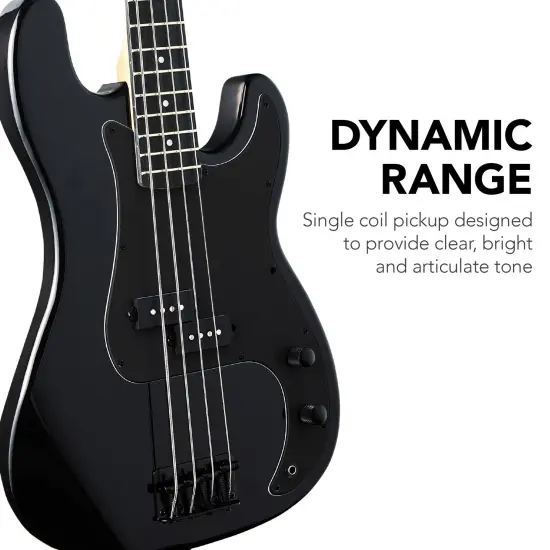 Best Choice Products Full Size Beginner 4-String Electric Guitar Bass Guitar w/ Padded Case Black/Black {3}