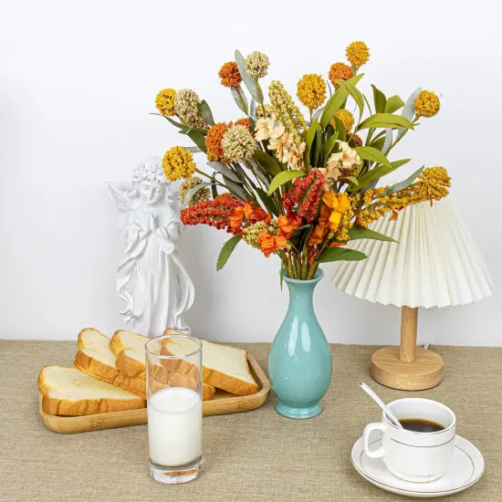 17 Inches Boho Autumn Flowers 9 PCs Faux Fall Flower Stems {5}