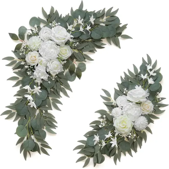 Set of 2 - Artificial Flower Swag for Wedding Welcome Signs Floral Decorations {1}