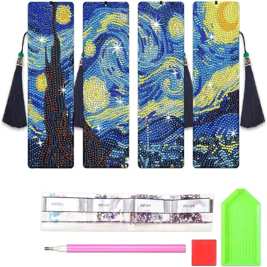 4 PCS Diamond Art Painting Bookmarks Kits Van Gogh Starry Night {1}