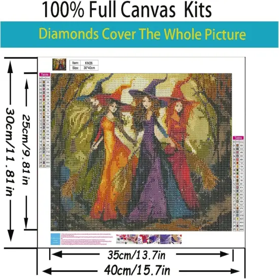 12x16inch - 5D Halloween Witch Diamond Painting Kits for Adults {4}