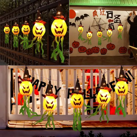 Halloween 5Pcs Lighted Hanging Pumpkin {3}