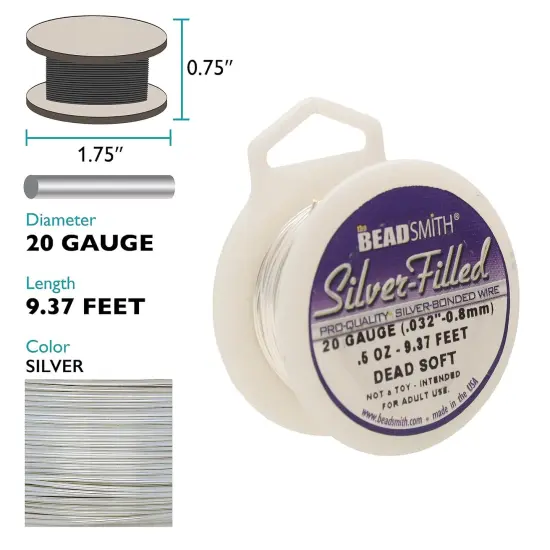 The Beadsmith Silver Filled Wire, 20 Gauge Dead Soft Round - 0.5 oz (9.37ft) {3}
