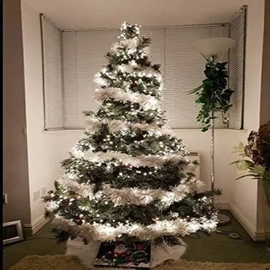 33FT Christmas Tinsel Garland,White Metallic Garland for Christmas Tree {5}