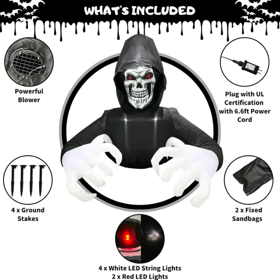6FT Inflatable Halloween Decorations Outside Grim Reaper {5}