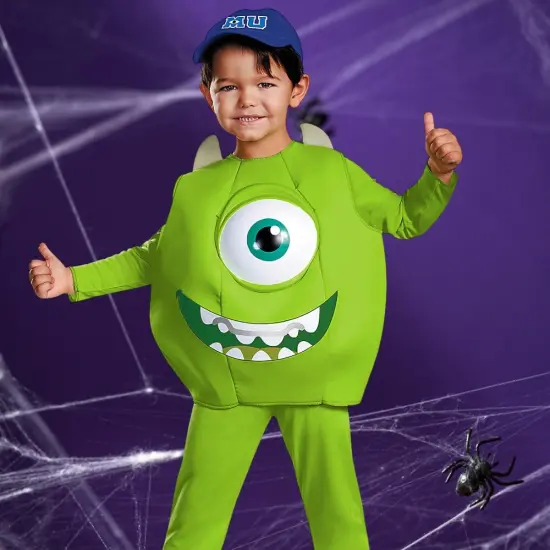 Deluxe Toddler Mike Wazowski Green Costume, Jumpsuit with Foam Mike Face Overlay {5}