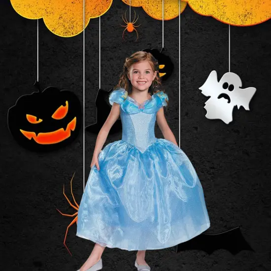 Girl's Cinderella Movie Costume Fairytale Princess Dress with Butterflies {1}