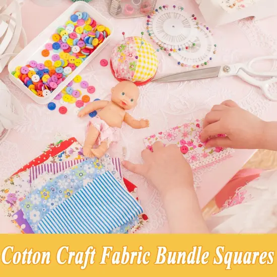 150 Pcs 4 x 4 Inch Cotton Craft Pre-Cut Fabric Bundle Squares {5}