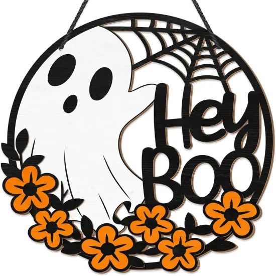 Halloween Ghost Flowers Door Hanging Sign Decorations {1}