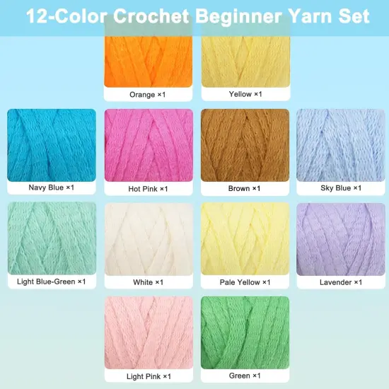 Crochet Kit for Beginners Adults & Kids(12-Colored Yarn) {5}