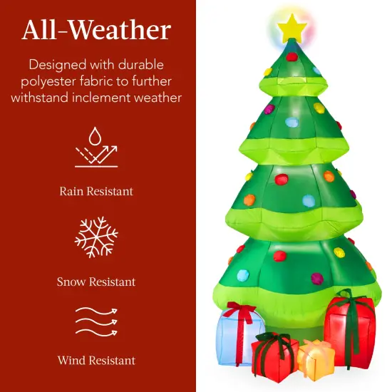 Best Choice Products 10ft Inflatable Christmas Tree, Large Lighted Outdoor Blow Up Decor w/ 10 LED Lights Green {6}