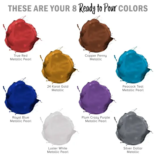 8-Color Ready-to-Pour Acrylic Pouring Paint Set, with Silicone Oil & Gloss Medium, 8oz Bottles, Pour Paint Supplies for Canvas & Crafts {4}