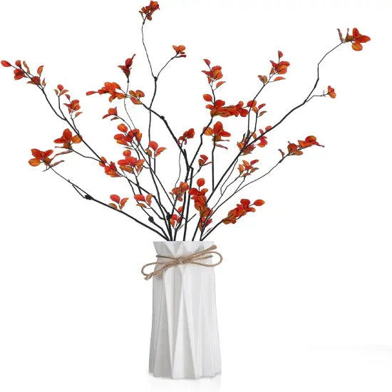 6 Pcs Fall Red Artificial Leaves Branches {1}