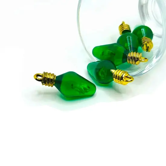 Green Christmas Lightbulb 3D Acrylic Charms, 12x30mm {1}