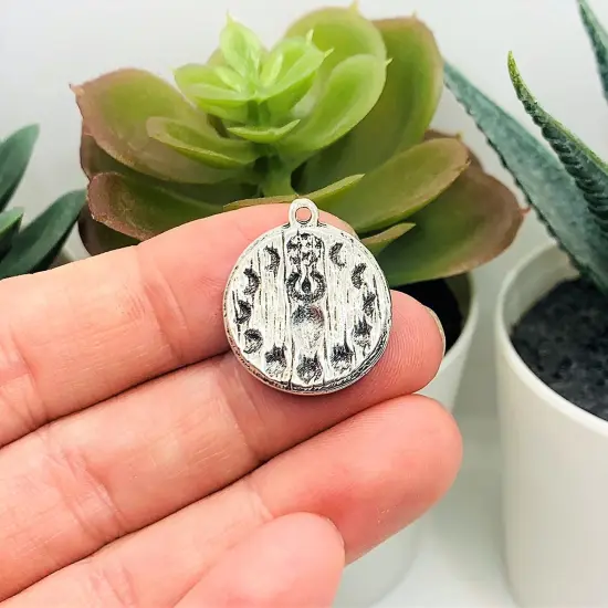 Antique Silver Goddess Pendant Charm with Moon Phases, 20x23mm {4}