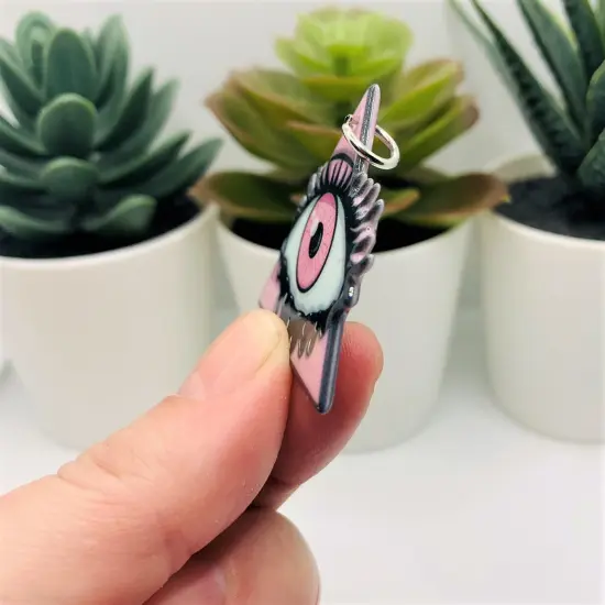 Pink Goth Evil Eye Halloween Charms, 40x41mm {4}