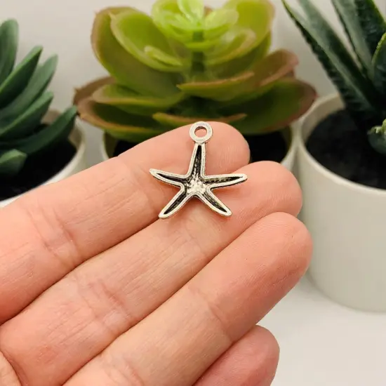 Silver Sea Star Starfish Charms, 20x20mm {3}