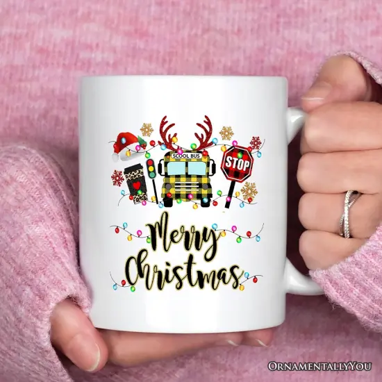 School Bus Driver Buffalo Plaid Christmas Mug Gift {2}