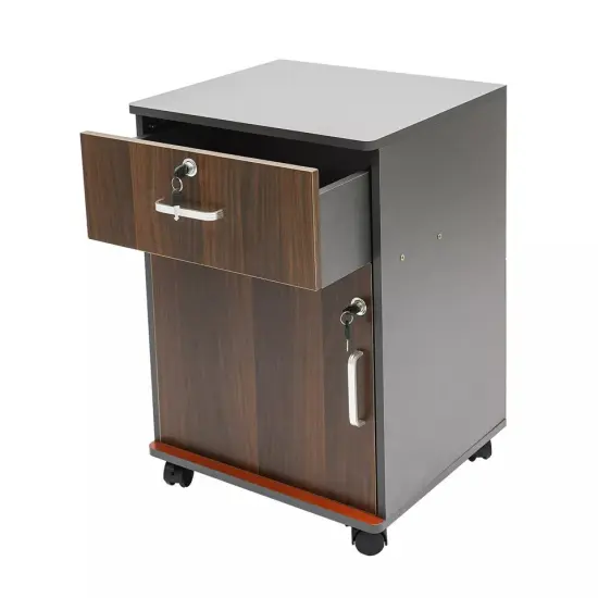 2 Tier Mobile File Cabinet, Under Desk Metal Filing Cabinet with Lock & 1-Drawer {3}