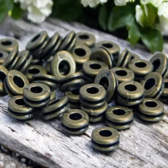 *250* 6x2mm Antique Bronze Grooved Rondelle Spacer Beads {1}