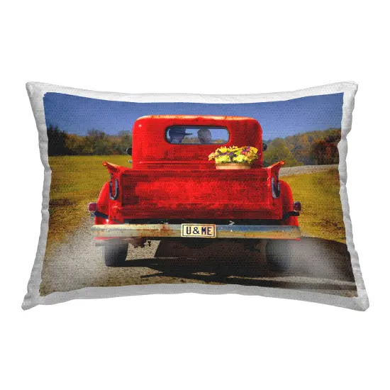 Cowboy in Red Truck Outdoor Printed Pillow Design by Michael Quackenbush, 14 x 7 x 20 {1}
