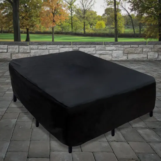 76" Black Patio Furniture Cover- Waterproof with Rope and Metal Buckles {3}