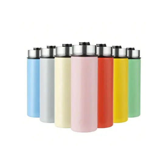 22 Oz Double-walled Insulated Stainless Steel Water Bottle with 2 Lids and Straw Green {6}