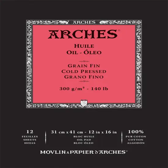 Arches Huile Cold Pressed Oil Pad 12"X16"- 140lb, 12 Sheets {1}