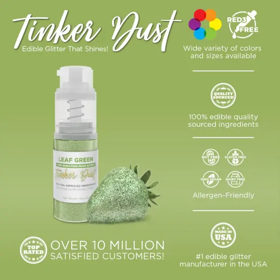 Bakell - Leaf Green Tinker Dust Edible Glitter (4g, 1x Spray Pump) for Food, Desserts, and Beverages! {2}