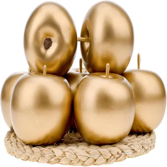 6 PCS Artificial Gold Apple Fake Apples Fruit Home Party Christmas Decoration {1}