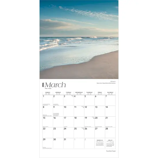 Carolina Coast | 2026 12 x 24 Inch (Hanging) Monthly Square Wall Calendar | Plastic-Free {3}