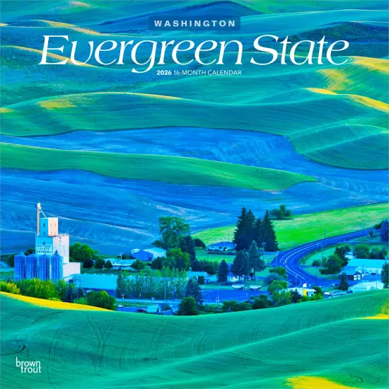 Evergreen State | Washington Places | 2026 12 x 24 Inch (Hanging) Monthly Square Wall Calendar | Plastic-Free {1}