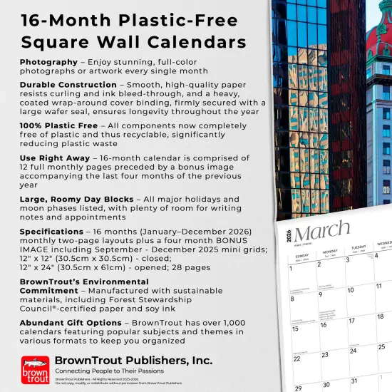 Commonwealth of Pennsylvania | Pennsylvania Places | 2026 12 x 24 Inch (Hanging) Monthly Square Wall Calendar | Plastic-Free {6}