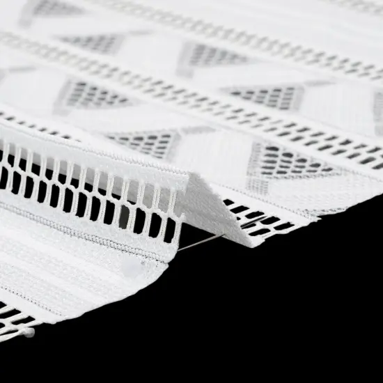 1 Yard Ivory Corded Lace Fabric Geometric Striped Sheer Elegant Design 52 inch Width {3}