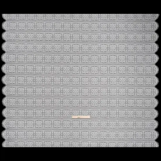 1 Yard Ivory Re-Embroidered Lace Fabric Floral Medallion Stripes Finished Edge Sheer 50 Inch Width {4}