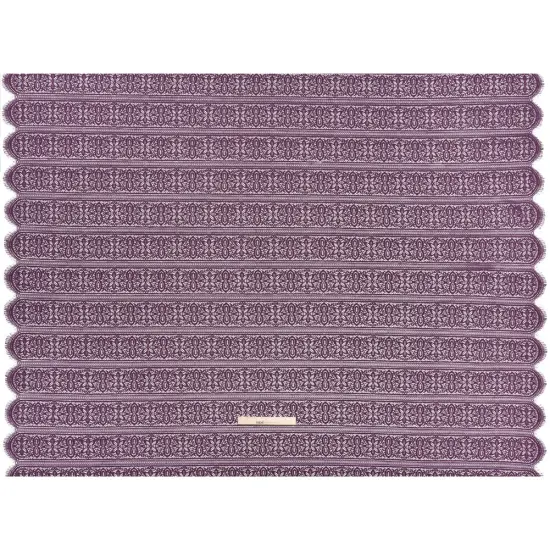 1 Yard Shadow Purple Re-Embroidered Lace Fabric Floral Medallion Stripes Finished Edge Sheer 52 Inch Width {4}